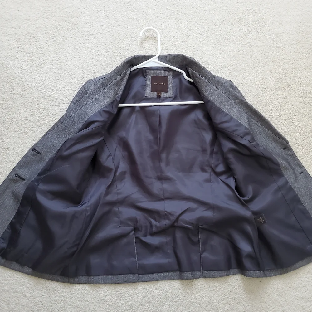 The Limited Women’s Gray 3/4 Sleeves Fitted Jacket Blazer szS